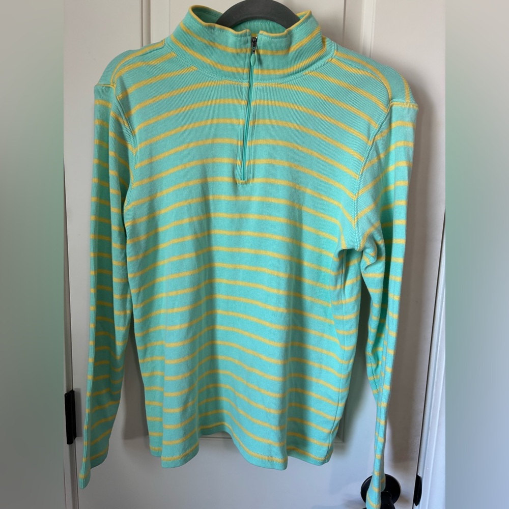 L.L. Bean quarter zip up striped sweater women’s size medium